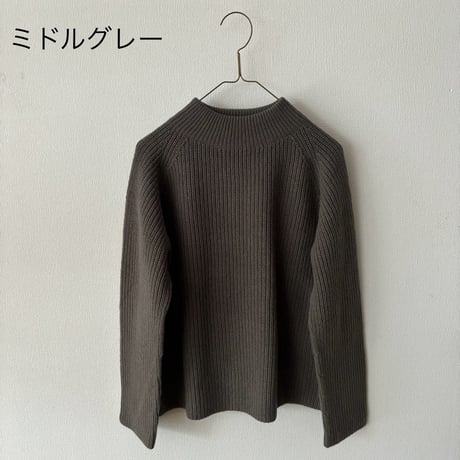 Hands of creation スムースウール片畦ラグラン プルオーバー