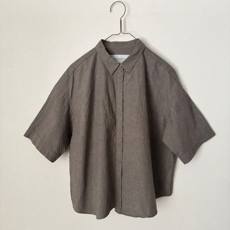 Hands of creation コットンリネン タイプライターファナージュ シンプル半袖シャツ