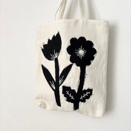 raha linen  flower applique bag
