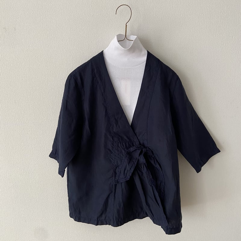 homspun リネンバイオ フロントギャザー6分袖ブラウスジャケット