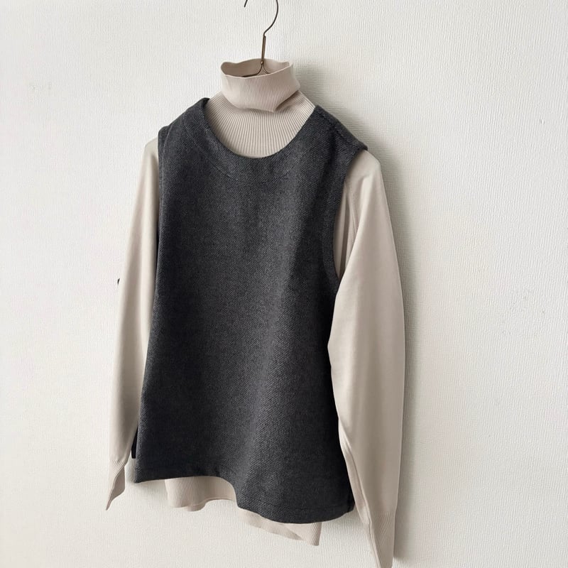 LinenYa カシミヤ混ビーバーベスト・グレー | itonowa Life ONLINE