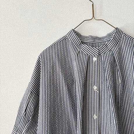 somewear clothing  サッカーストライプ2way五分袖ブラウス