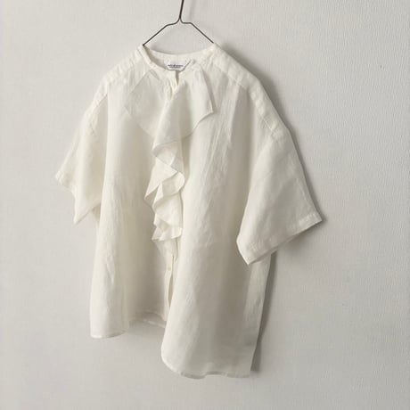 Hands of creation  60/-Linen 桐七炊き ラッフル半袖ブラウス