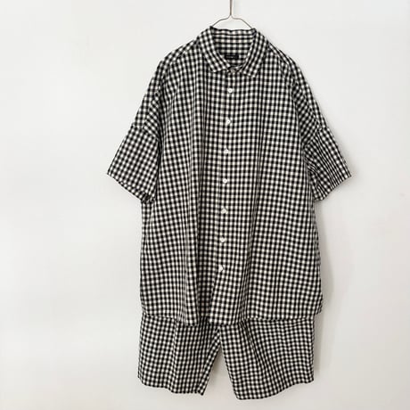 オールドマンズテーラー GINGHAM CHECK OVER SIZE HALF SLEEVE SHIRT