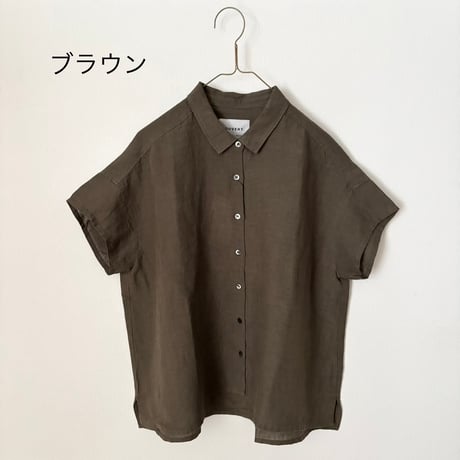 OUVERT Fanage Linen フレンチスリーブ　シャツブラウス