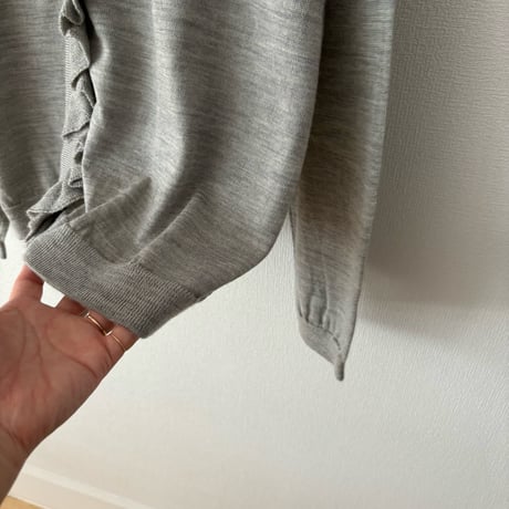Hands of creation ウォッシャブルウール フロントフリル スクエアカーディガン