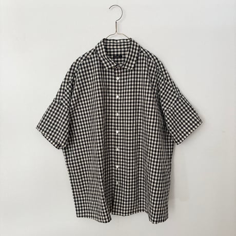 オールドマンズテーラー GINGHAM CHECK OVER SIZE HALF SLEEVE SHIRT