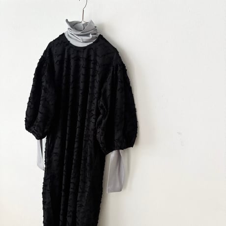 PARIS DE AOUNE   ジャガード ボリュームスリーブワンピース・クロカットジャガード