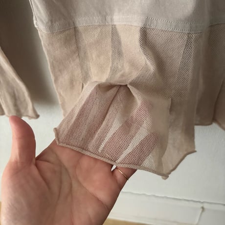 OUVERT   80/2 GV天竺/コットンチュール タックフリルパンツ