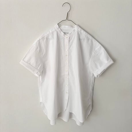 Hands of creation  強撚コットン 桐七炊き バンドカラー半袖シャツ