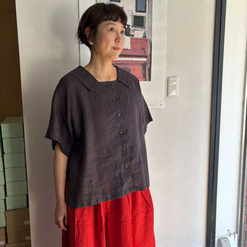 fog linen work ブラウス FOG LINEN WORK itonowa Life別注 フラットセーラーカラーブラウス