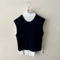 オールドマンズテーラー WOOL FELT KNIT BUTTON BIB・Navy