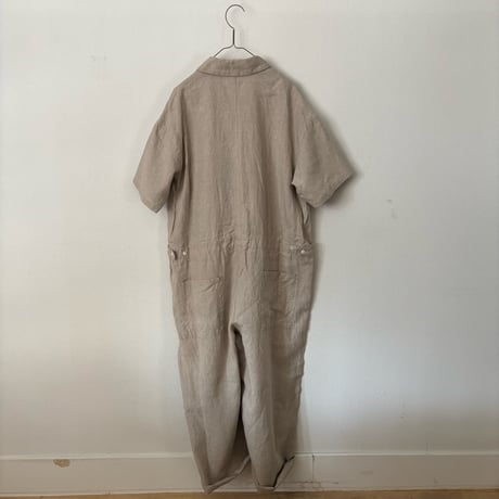 TISSU  オリジナルフレンチリネン 半袖比翼オールインワン・キナリ