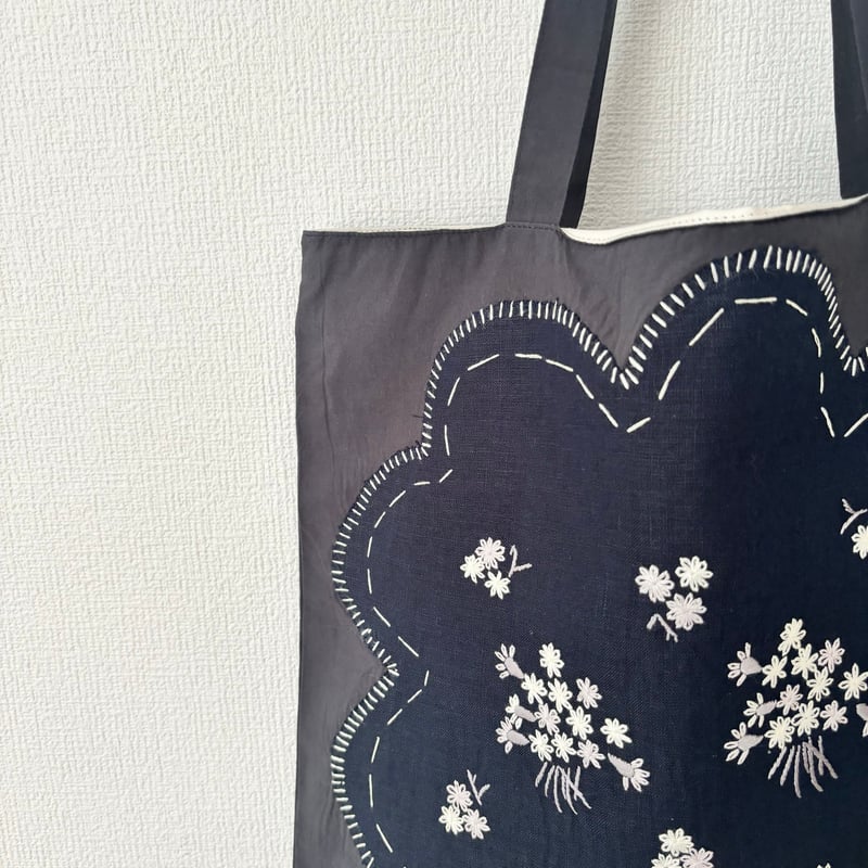 花柄刺繍トートバッグ♡pot and tea♡ポットアンドティー pot and tea | 梅の花トートバッグ