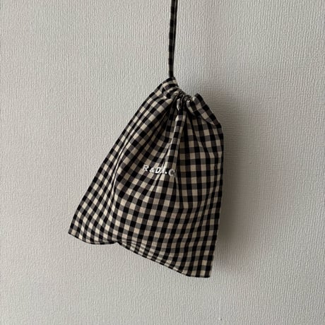 オールドマンズテーラー GINGHAM CHECK DRAWSTRING BAG(S)・Black