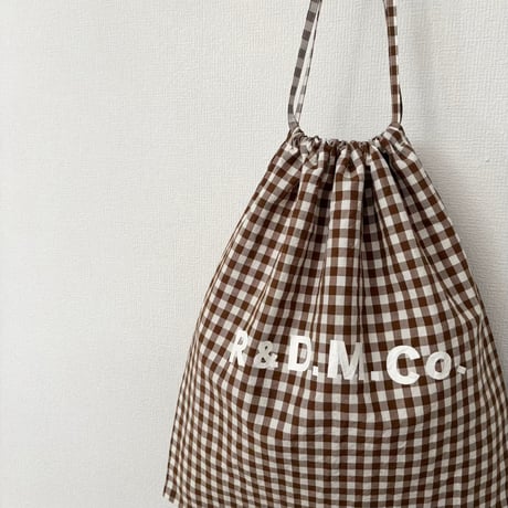オールドマンズテーラー GINGHAM CHECK DRAWSTRING BAG(L)・Brown