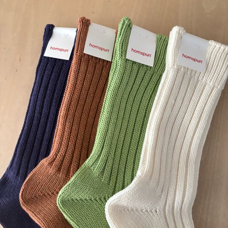 homspun コットンウール リブソックス