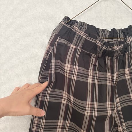 PARIS DE AOUNE  コットンチェック イージーワイドパンツ
