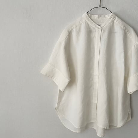Hands of creation  Linen 桐七炊き 比翼仕立てスタンドカラーシャツ