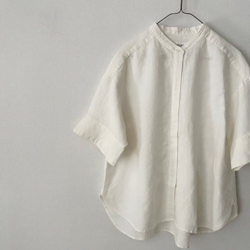 Hands of creation Linen 桐七炊き 比翼仕立てスタンドカラーシャツ |