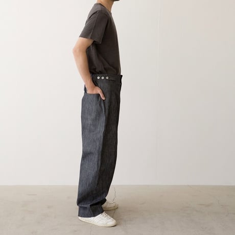 miho umezawa PLANE WEAVE DENIM unisex cocoon pants　トール丈