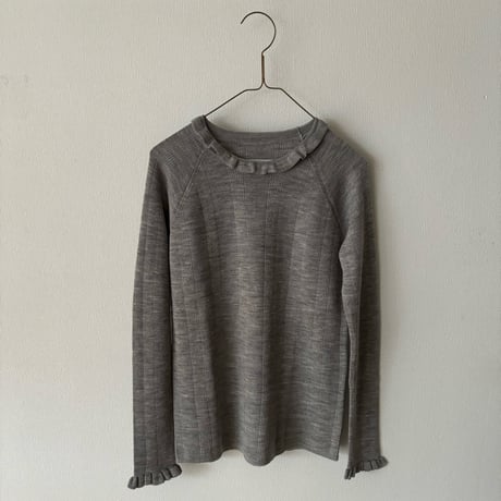 Hands of creation EXTRA FINE MERINO ランダムリブ フリルカラープルオーバー