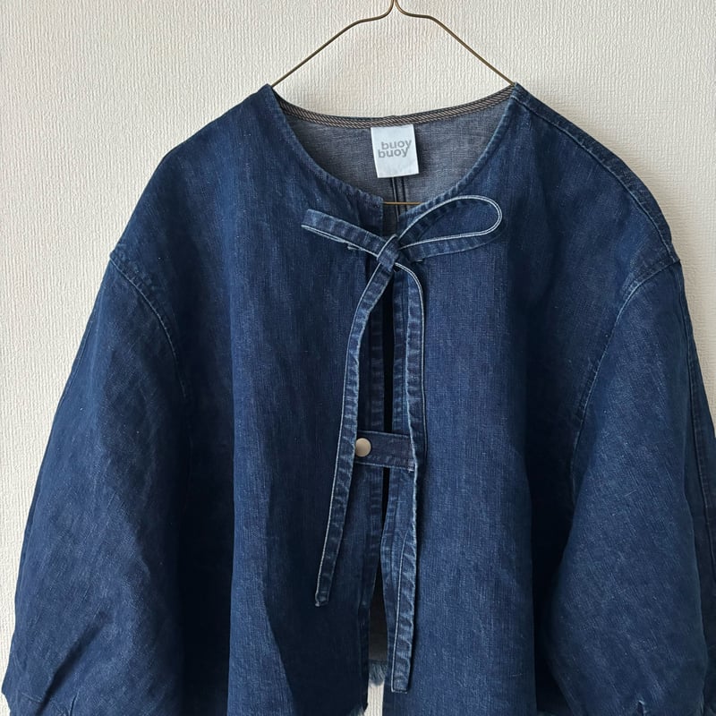 buoy buoy コットンリネン DENIM SMOCK SHORT BLOUSE | i