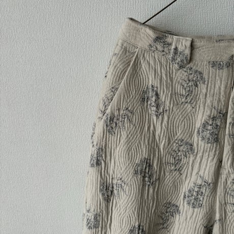 qiri   flower quilt jacquard pants