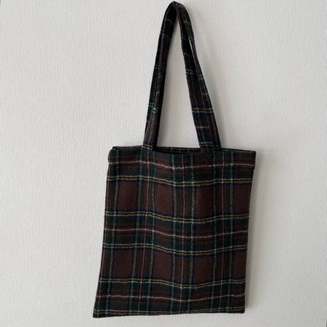 オールドマンズテーラー WOOL TARTAN  CHECK TOTE BAG・Brown Stewart