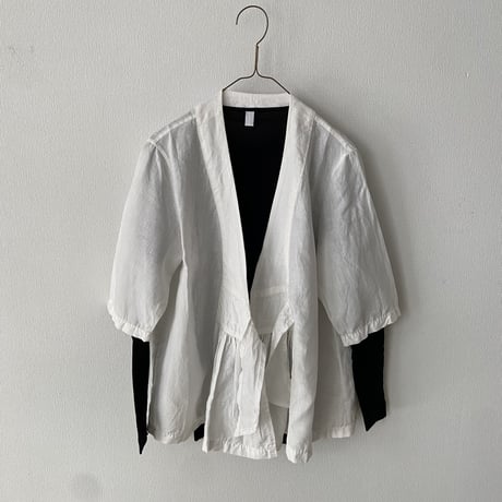 homspun  リネンバイオ フロントギャザー6分袖ブラウスジャケット