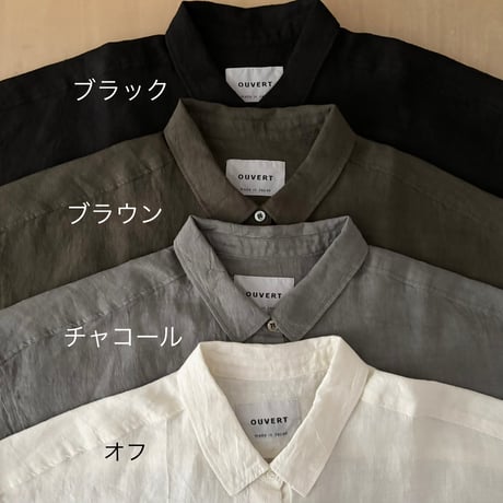 OUVERT Fanage Linen フレンチスリーブ　シャツブラウス