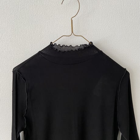 yuni 60/-強撚ストレッチフライス ハイネック 5分袖プルオーバー