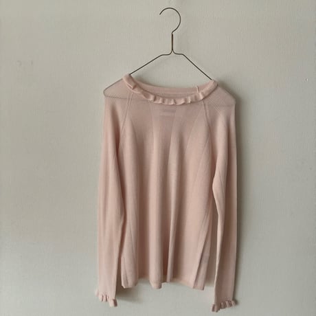 Hands of creation EXTRA FINE MERINO ランダムリブ フリルカラープルオーバー