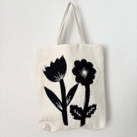 raha linen  flower applique bag