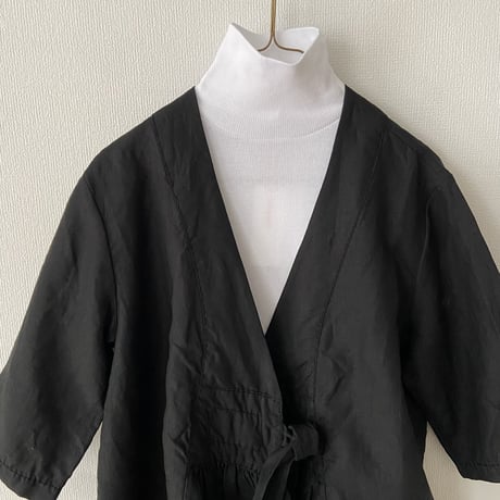 homspun  リネンバイオ フロントギャザー6分袖ブラウスジャケット