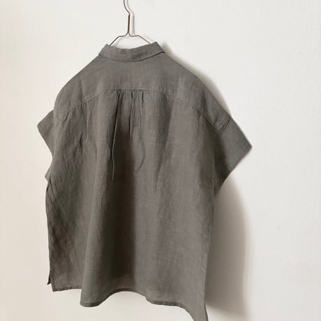 OUVERT Fanage Linen フレンチスリーブ　シャツブラウス