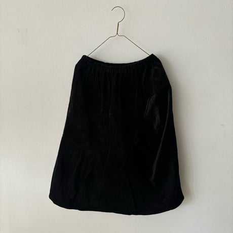 homspun  　コーデュロイ切替タックスカート・ブラック  着丈68cm
