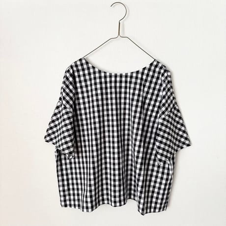 raha gingham check 2way square blouse