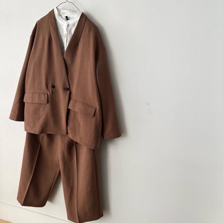 yuni リネンポリエステル DOUBLE COCOON NO COLLAR JACKET