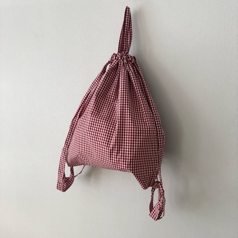 pot and tea 赤ギンガムチェック リュックサック medium | itonowa
