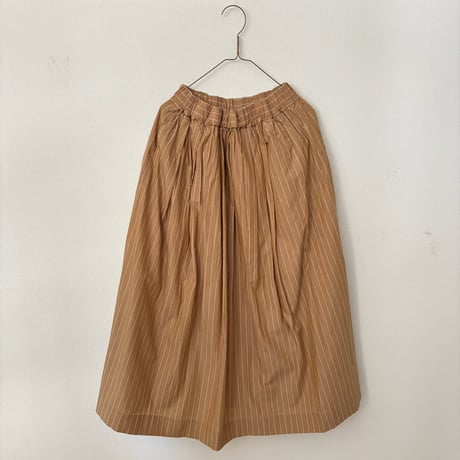 somewearclothing 超長綿70/-タイプライターストライプ 裏付きタックギャザースカート
