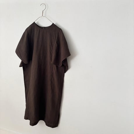 miho umezawa LINEN HEMP YARN DYE square sleeve dress