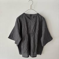 somewearclothing  シャーリングチェック 2way Tブラウス ・グレーベース
