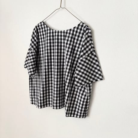 raha gingham check 2way square blouse
