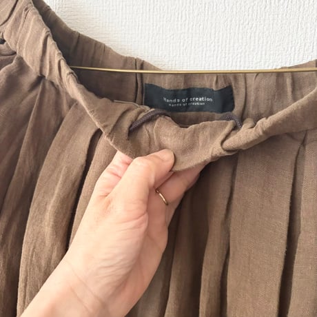 Hands of creation 60/-Linen 解撚ワッシャークロス ランダムタックイージースカート