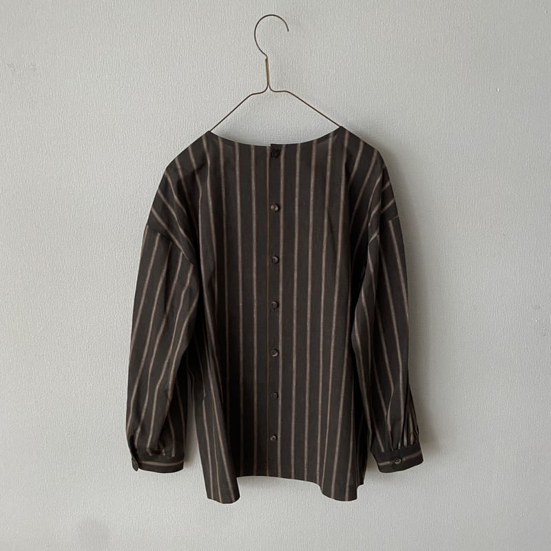 atelier naruse cotton linen smock blouse/stripe...