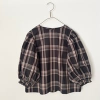 PARIS DE AOUNE   コットンチェック シャーリングスリーブ ブラウス