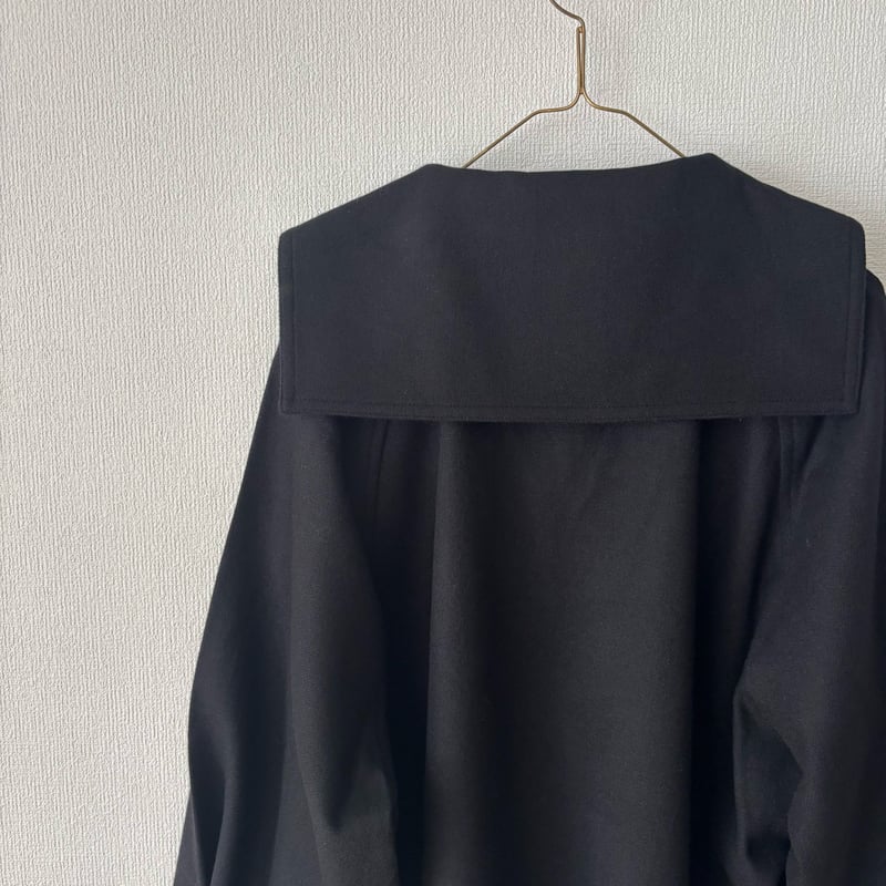 イタリア製 ゴルチエ ウールギャバ セーラーカラー 編み上げプルオーバー 黒 イタリア製 ゴルチエ ウールギャバ セーラーカラー 編み上げプル