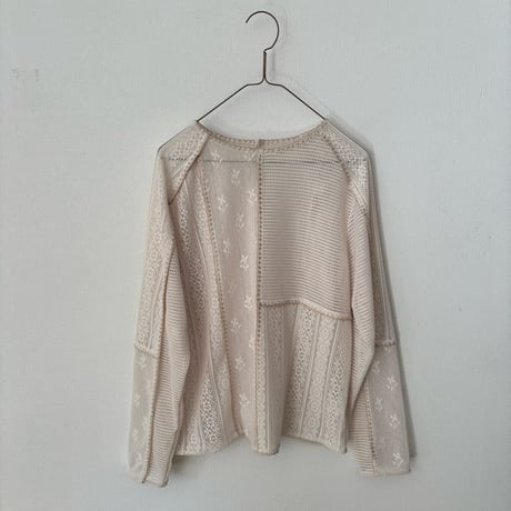 qiri  patchwork lace long sleeve pullover・キナリ