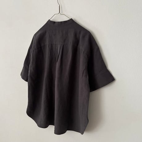 Hands of creation  Linen 桐七炊き 比翼仕立てスタンドカラーシャツ